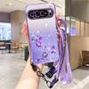 Gradient Flower Long Lanyard Soft Case For Google Pixel 9 Pro XL 6pro 8Pro 7Pro 7A 6A 8A Pixel 8 7 9 9XL 9pro Wrist Strap Cover