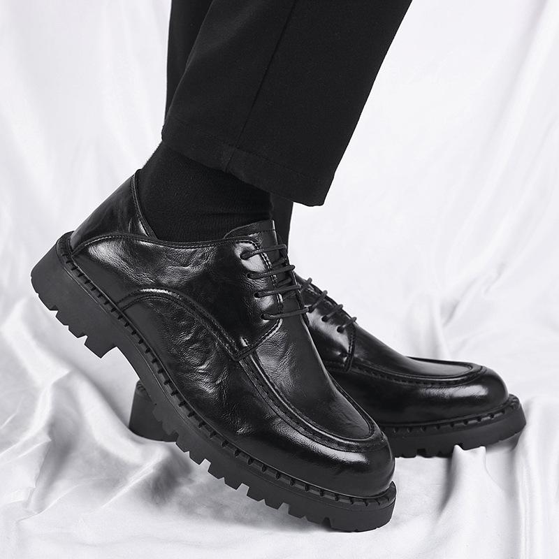 

Мужские кожаные туфли новая платформа кожаные деловые повседневные мягкая кожа круглый носок офисные британский стиль для通勤 броги 44