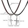 2pcs Heart Cross Cat Pendant Necklace Couple Black Rope Choker Necklace Jewelry