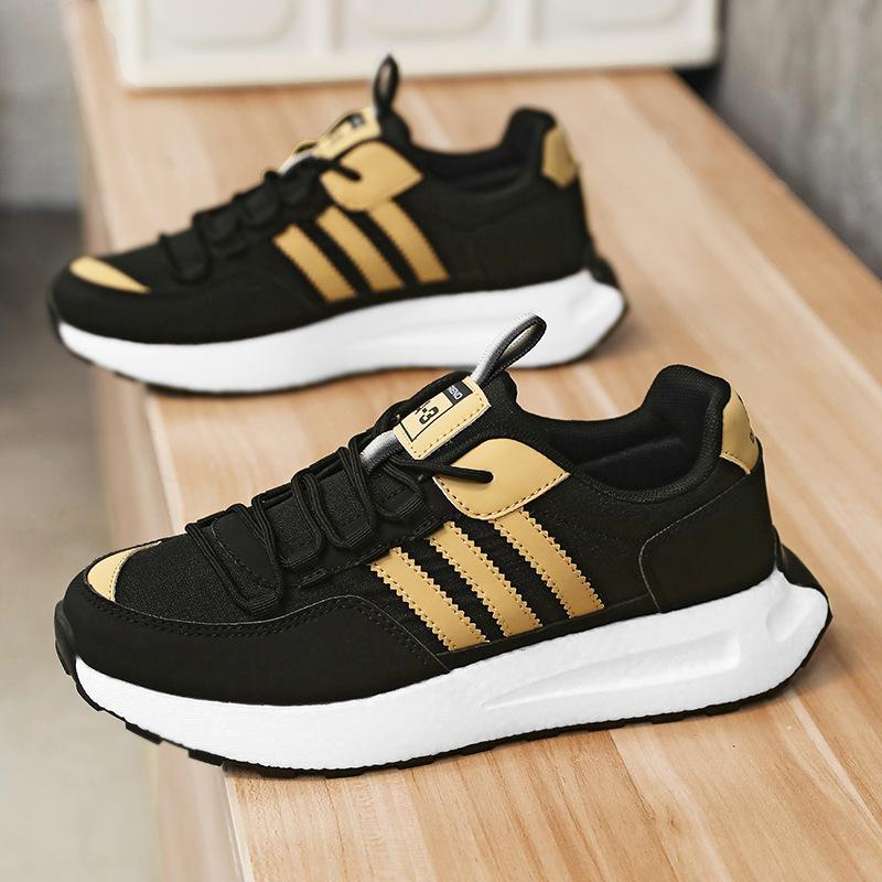 Three Bars New Four-season Leather Casual Running Shoes Sports Dad Trendy Shoes Platform Forrest Gump Trendy Shoes