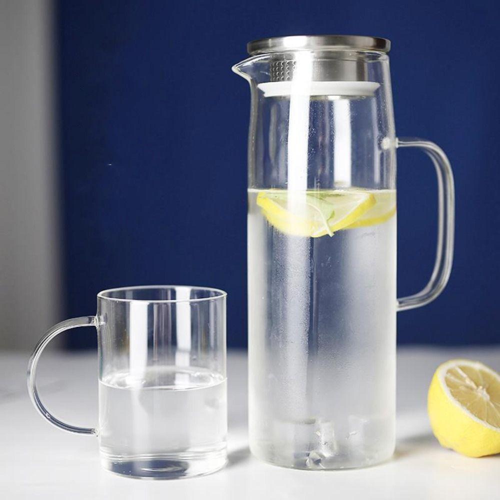 Transparent Heat Resistant Kettle 1.5L Tea Pitcher Minimalist Glass Water Pitcher  Household