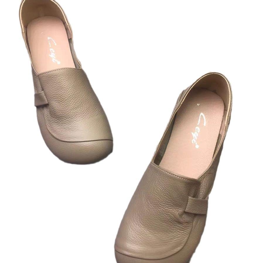 Flat shoes 2025 women's single shoes soft sole soft leather comfortable flat shoes women's shoes