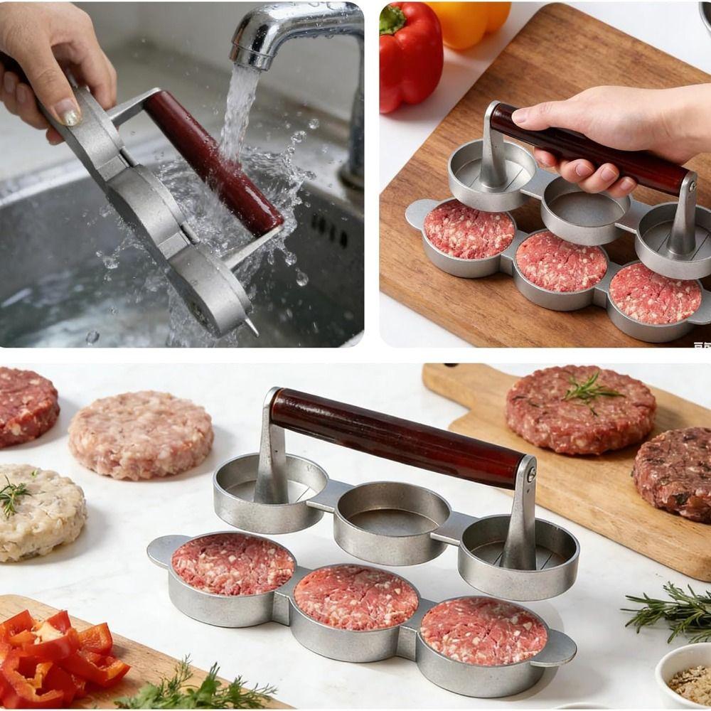 Non-Stick Coating Mini Burger Press 3 Patties Capacity Hamburger Patty Mold  Cooking