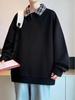 Men's Retro Color Block Plaid Long Sleeve Polo Collar Hoodie