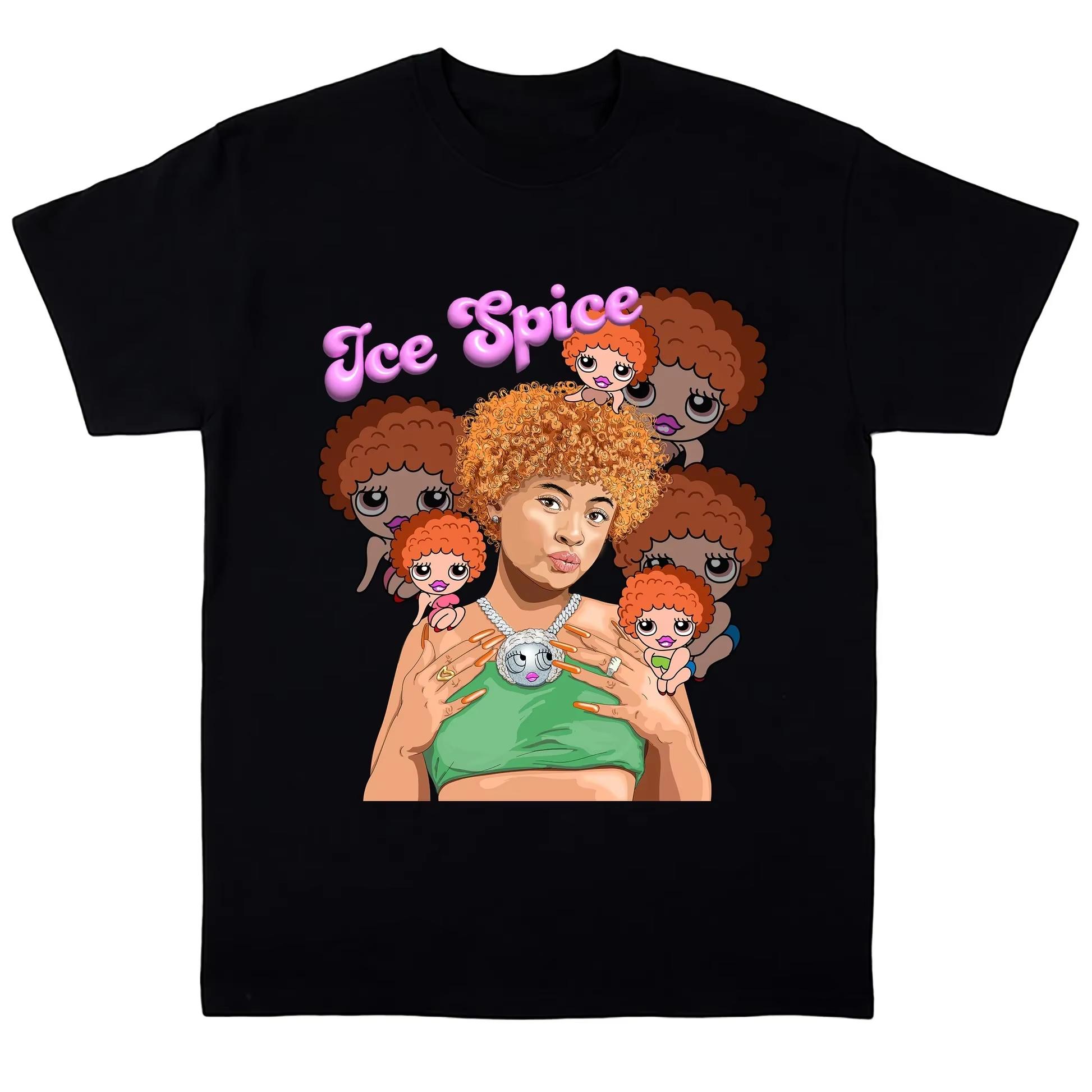 

Ice Spice creativity tour graphics 100Cotton shirt unisex Y2k hiphop 2026 Summer Mens Oneck Short sleeve Tshirt fan gift 3XL