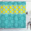 Duck Shower Curtain Cartoon Character Taking A Bath Colorful Drops Backdrop Dots,Cloth Fabric Bathroom Curtains with Hooks