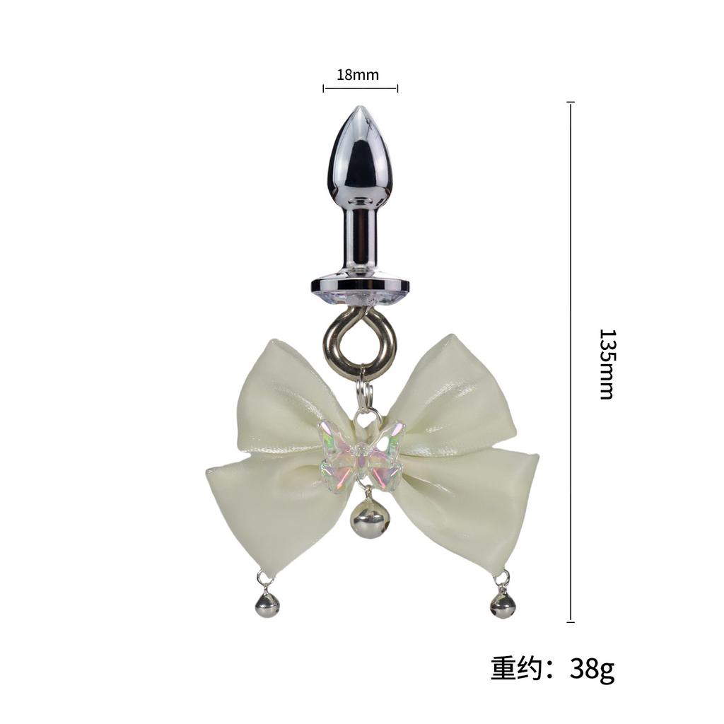 Sexy Aurora Bowknot BDSM Set Non-Piercing Nipple Clamps with Butt Plug Long Chain Dangle Bell Heart Adult Roleplay Lingerie Jewe