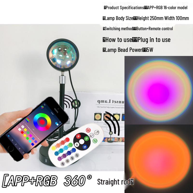 

Sunset Projection Table Lamp with Remote & App | RGB 16-Color Atmosphere Light