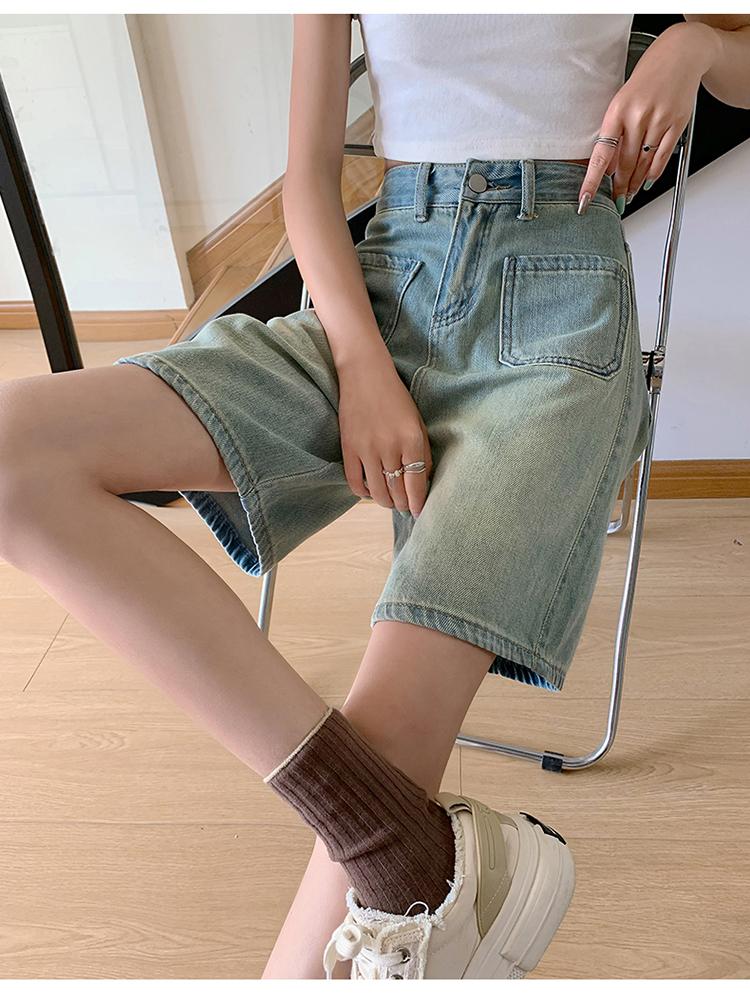 Pantaloncini di Jeans da Donna Retrò Taglia Grande Stile Americano Gamba Larga Capri Vintage Street Estate Femminile Vita Alta Larghi Corti Jeans