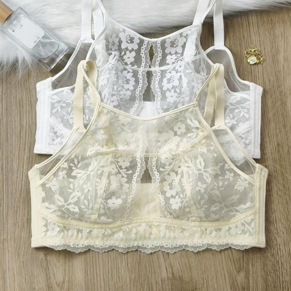Anti-sagging Wireless Deep V Bra Shockproof Lace Thin Bra Fashion Underwear for Women  Girls