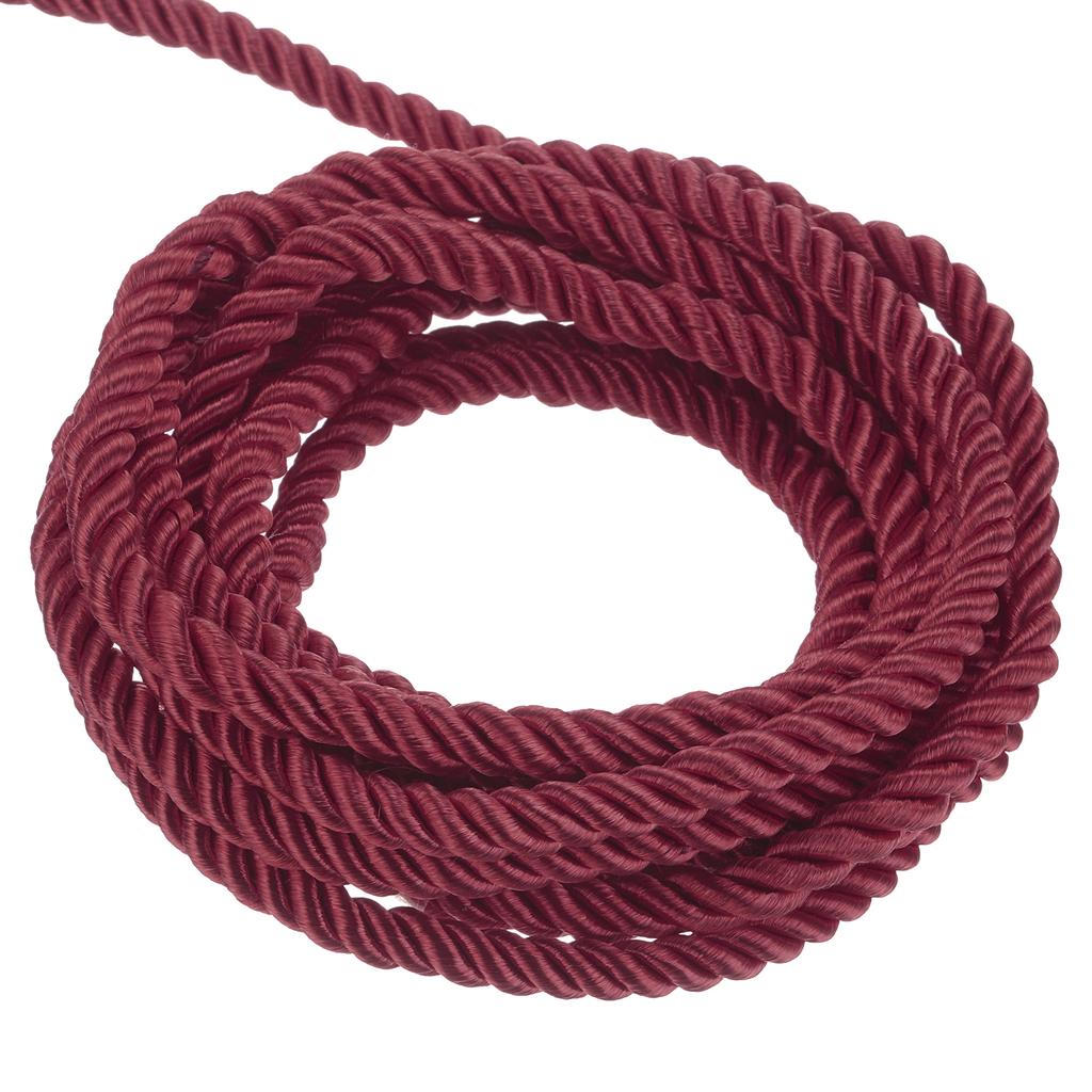 Uxcell Pletená šňůra 11 yardů 5 mm 3vláknová motouzová pletená šňůra lesklá nit Šňůrka pro řemesla Dárková taška Záclona Vánoční dekorace