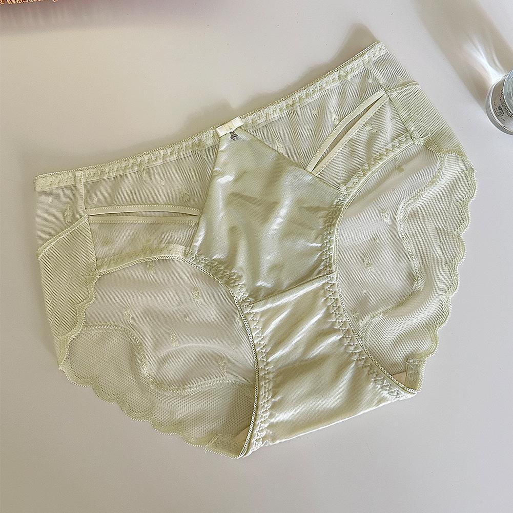 Women's Antibacterial Splicing Hollow Heart Sexy Pure Lust Mesh Lace Panties