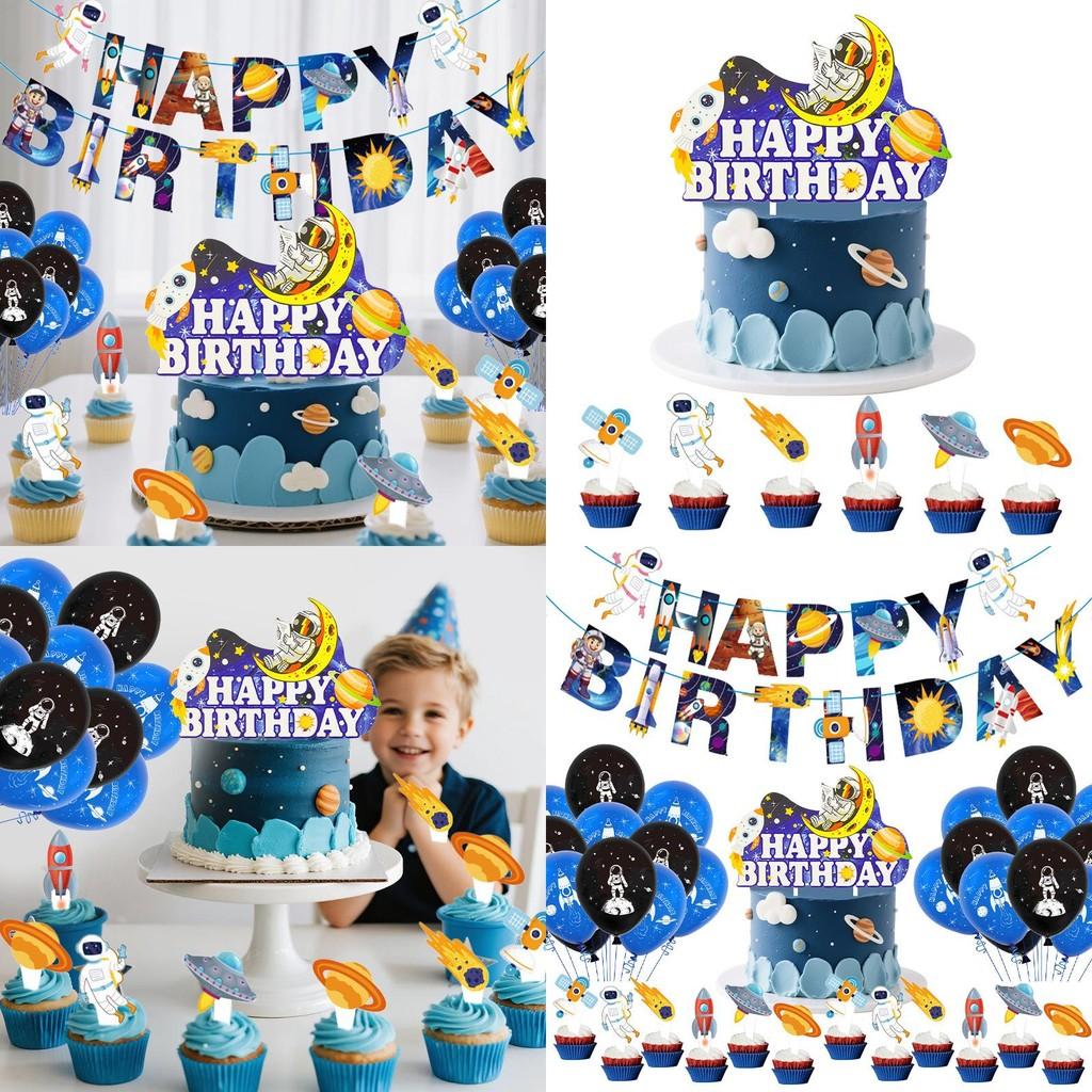 Space The Med Party Decor With Rocket Cake Picks For Kid Birthday
