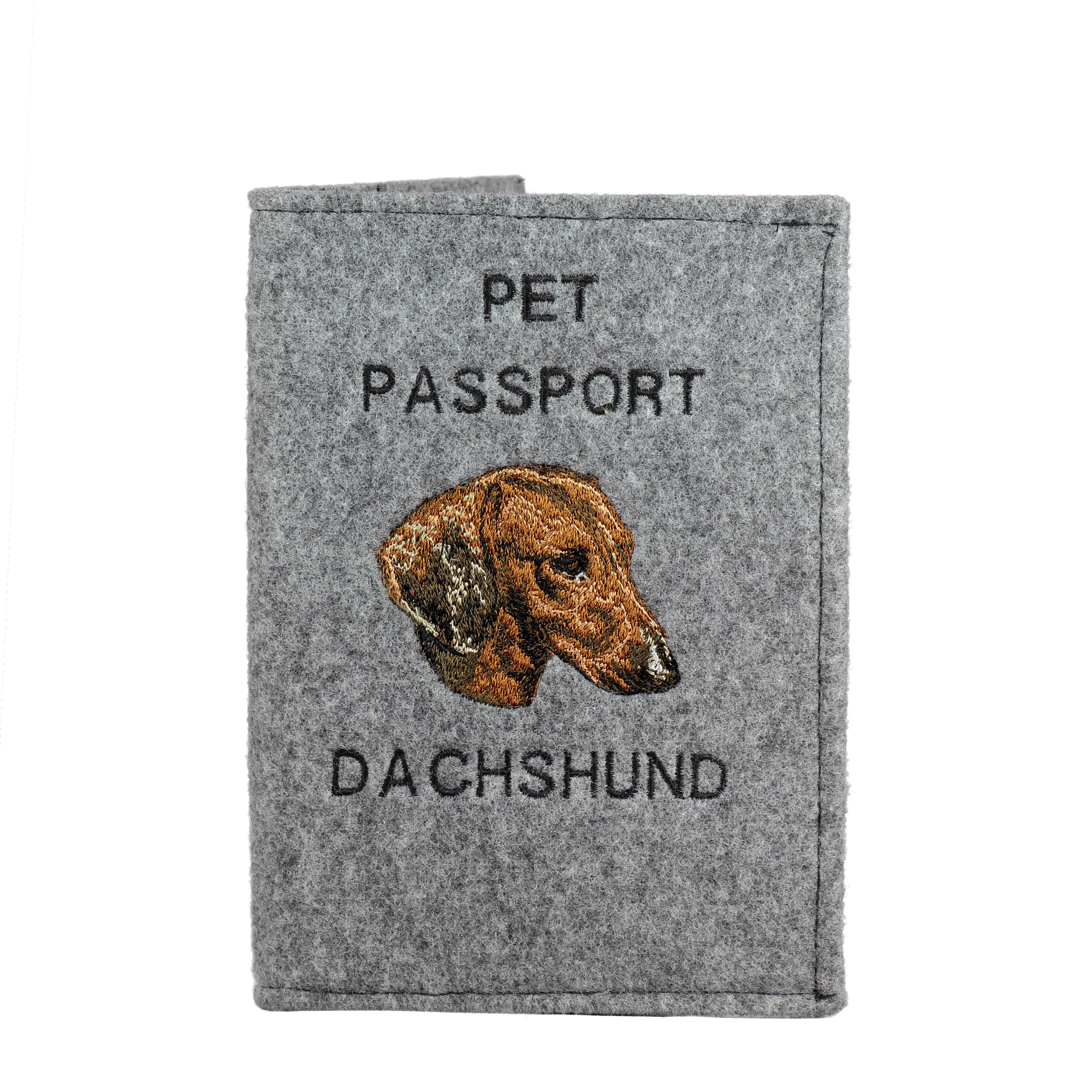 

Dachshund Smooth-haired, Wiener dog, Badger dog - Dog passport case, document case, gift for the traveller from the Art-Dog brand сірий колір
