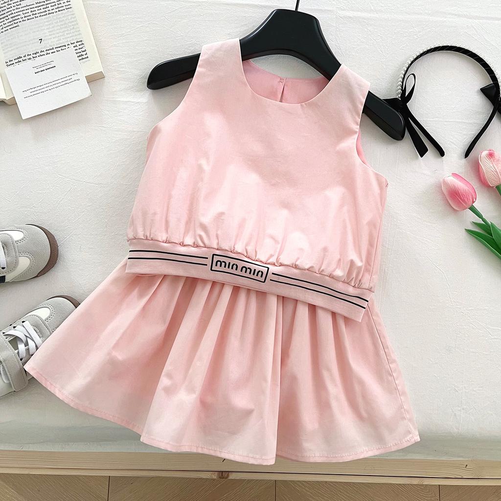 Summer Girls' Set Children's Vest Shirt Top Short Skirt Women's Baby Sports Two-piece Set