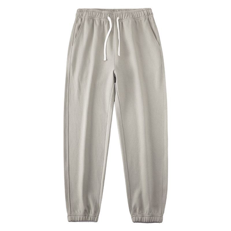 Texture Sensitive, Slightly Elastic Diagonal Closure Men's Pants, Solid Color, Simple, Extra Loose, High Waisted and Ankle Tied