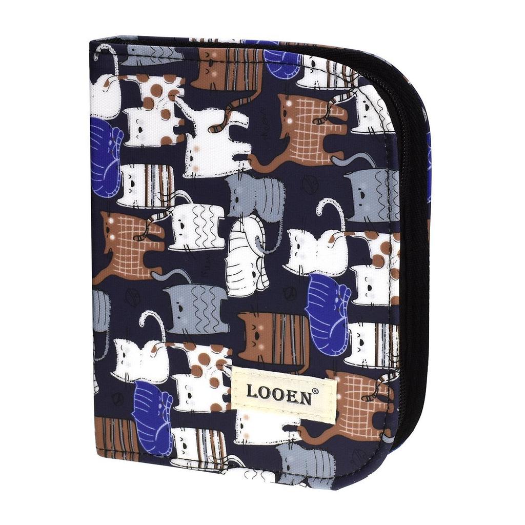 Džínově modrá háčkovaná krátká taška na pletací nástroje a háčky z oxfordské látky