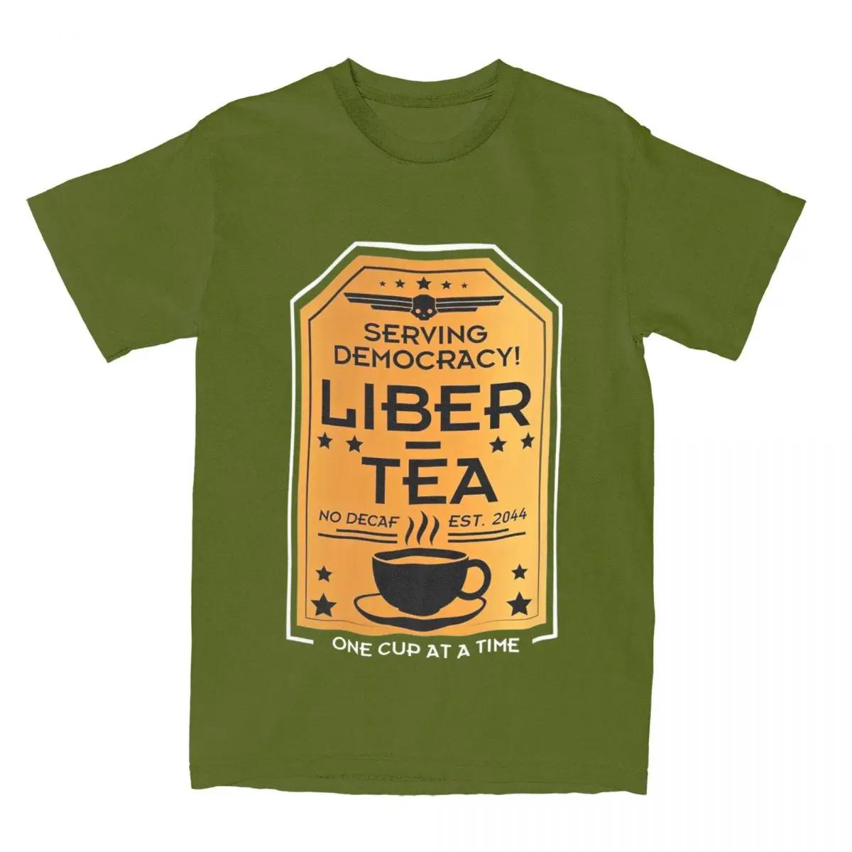 

Футболка Helldivers 2 Liber Tea, одежда для мужчин и женщин из хлопка, потрясающая футболка Cup of Liber-Tea с коротким рукавом, графическая печать S армия зеленый