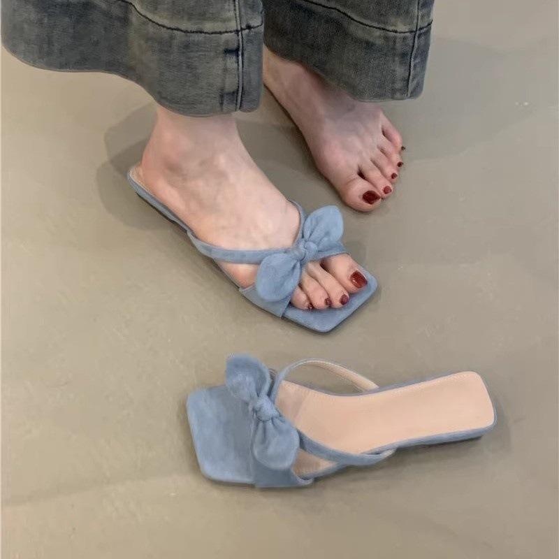 Cool slippers women's new with skirt bow open-toed beach sandals