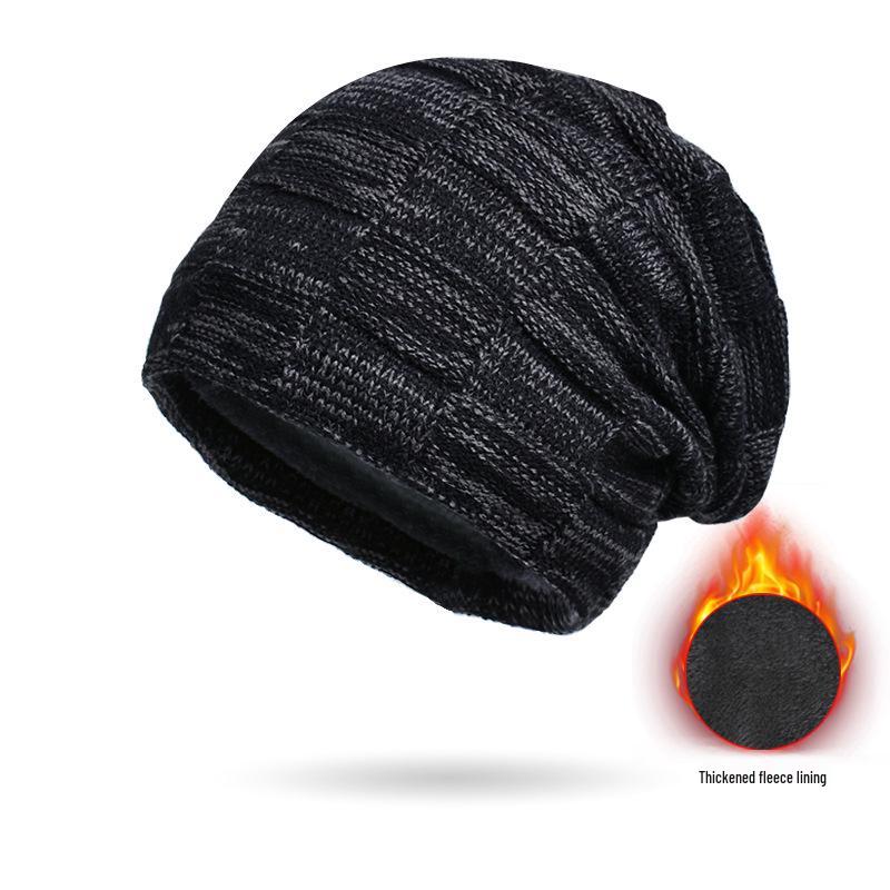 Herren Europäisches und Amerikanisches Winter Mütze & Schal Set: Dick gestrickt mit Samtfutter