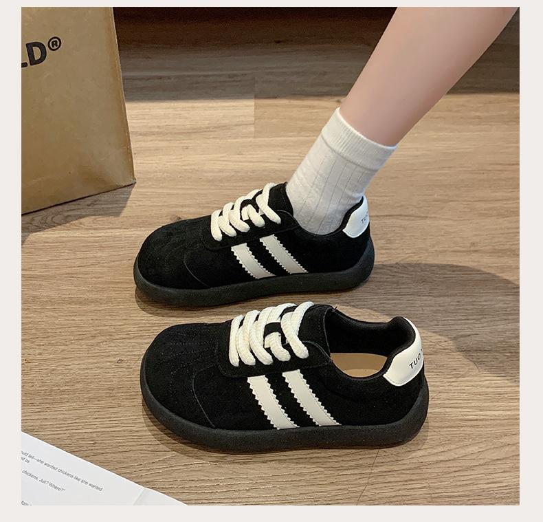 Ugly cute retro color matching platform German training shoes women's 2025 new comfortable and lightweight round head lace-up casual sports shoes