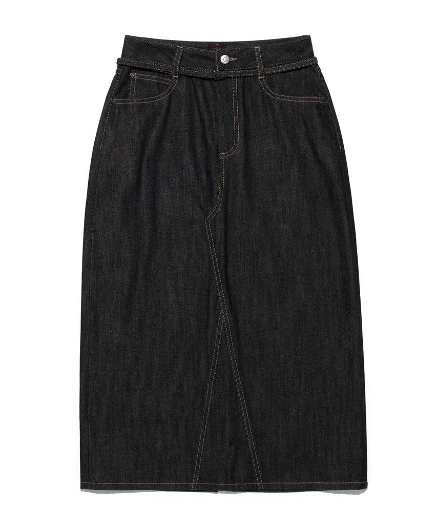 Lee Denim Belt Long Skirt Black