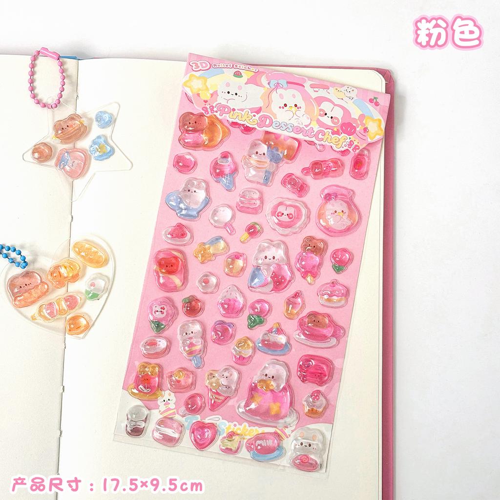 Kawaii 3D Relief Cartoon Droplet Decorative Stickers Fun Collage DIY Handmade Aesthetic Stationery Stickers
