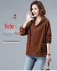2023 Women's Korean Style Loose-Fit Corduroy Jacket with Velvet, Available In Plus Sizes for Spring, Autumn, and Winter.