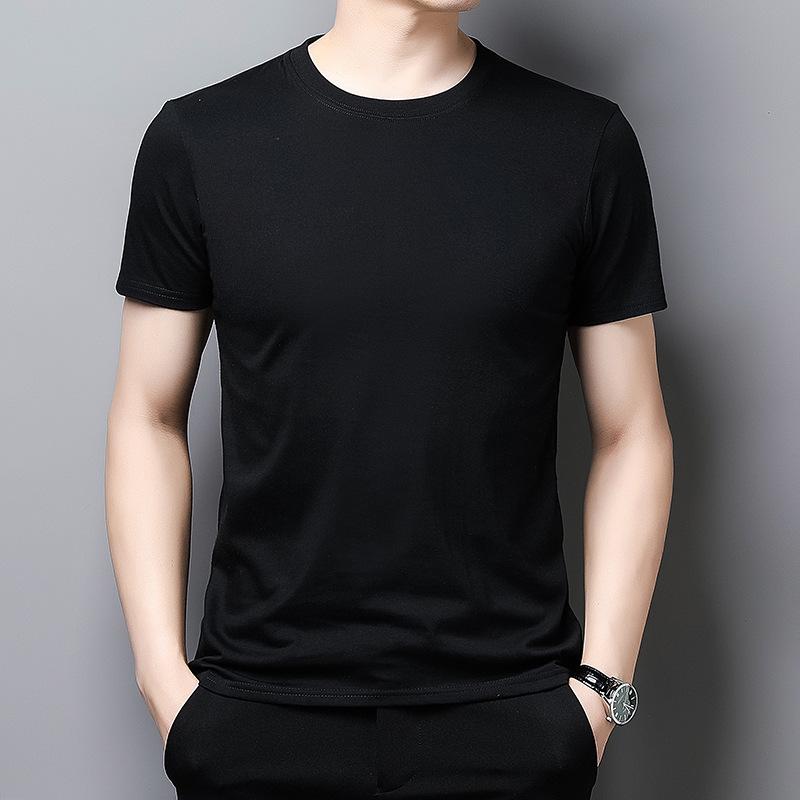 Men's Summer 2022 Pure Cotton Crew Neck T-shirt - Solid Color, Short Sleeve, Casual Fit