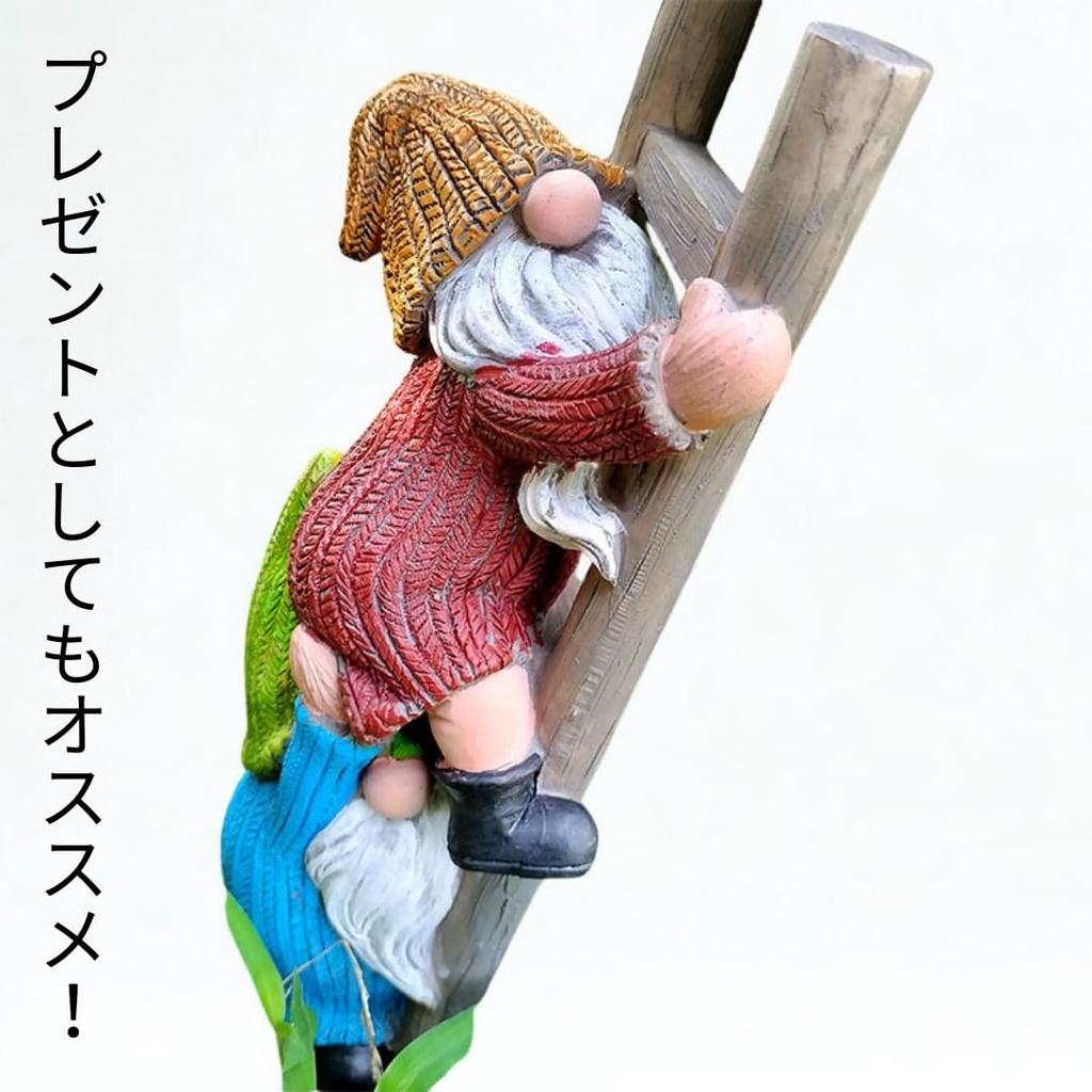 Garden Gnome Ladder Figurine, Dwarf Climbing Ladder, Garden Ornament, Cute Miniature Fairy Ornament for Gardening and Outdoor Use