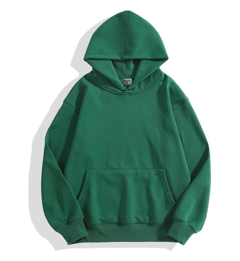 Fleece-Lined Drop-Shoulder Pullover Hooded Pocket Couple Hoodie Thickened Oversized Trendy Youthful Hooded Sweatshirt