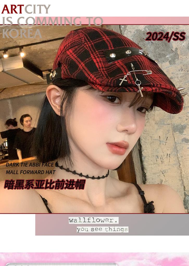 Designer Grid Rivet Forward Hat Women'S Retro Fashion Culture Beret Hat Duck Tongue Men'S Sunshade Hat