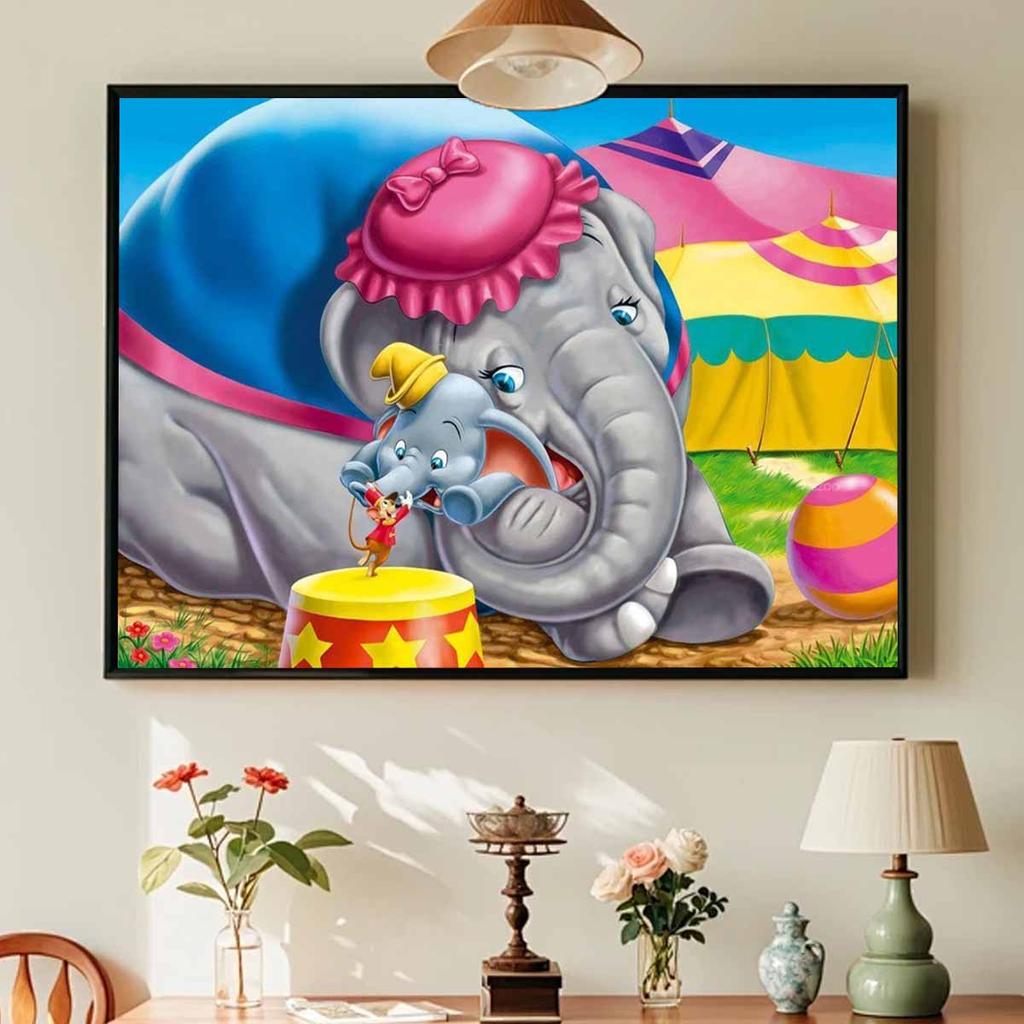 DIY Diamond Painting Elephant and Dumbo Cross Stitch Kit Mosaic Art Diamond Painting Full Circle Diamond Home Decoration