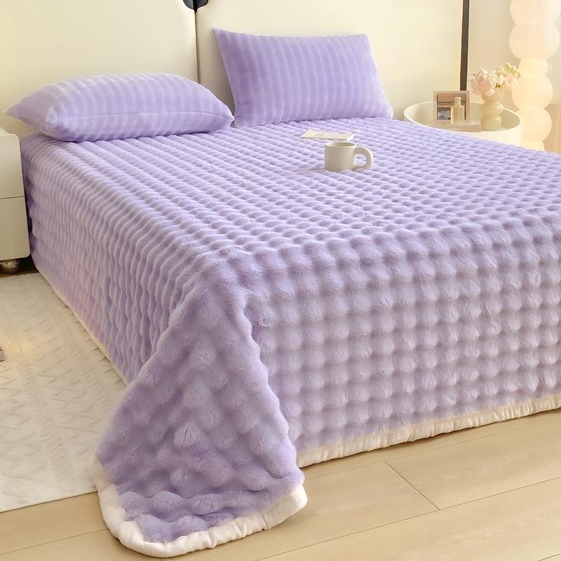 Plush Rabbit-Bed 3-Piece Set: Solid Color Duvet Cover & Rounded Corner Bed Sheet