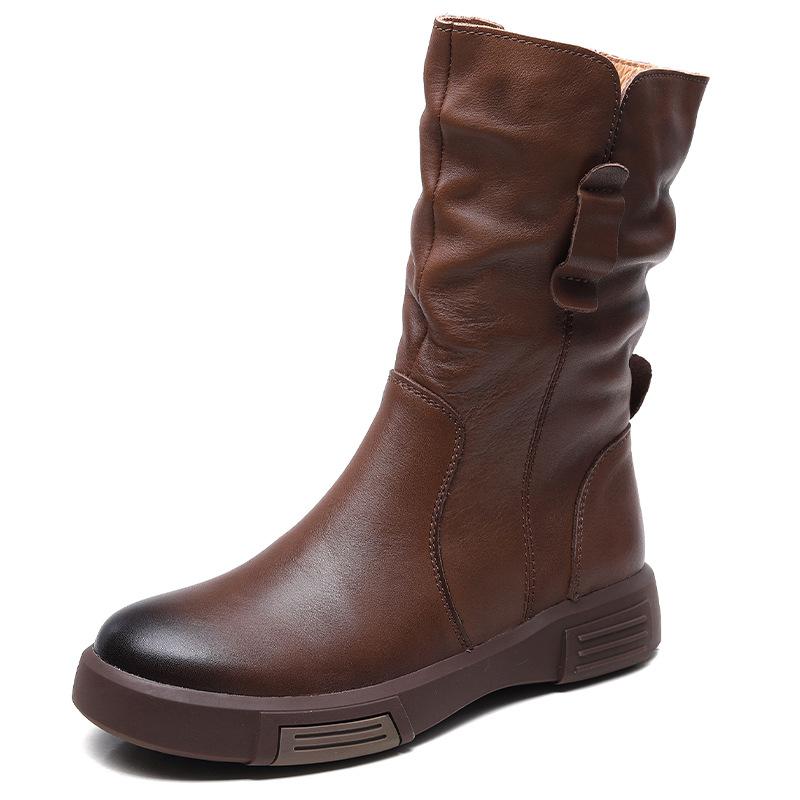 

Модные мягкие сапоги из коровьей кожи для женщин Высокие сапоги Зимняя обувь для женщин Кожаные сапоги для верховой езды Ковбойские сапоги Теплые пушистые зимние сапоги 37 коричневый