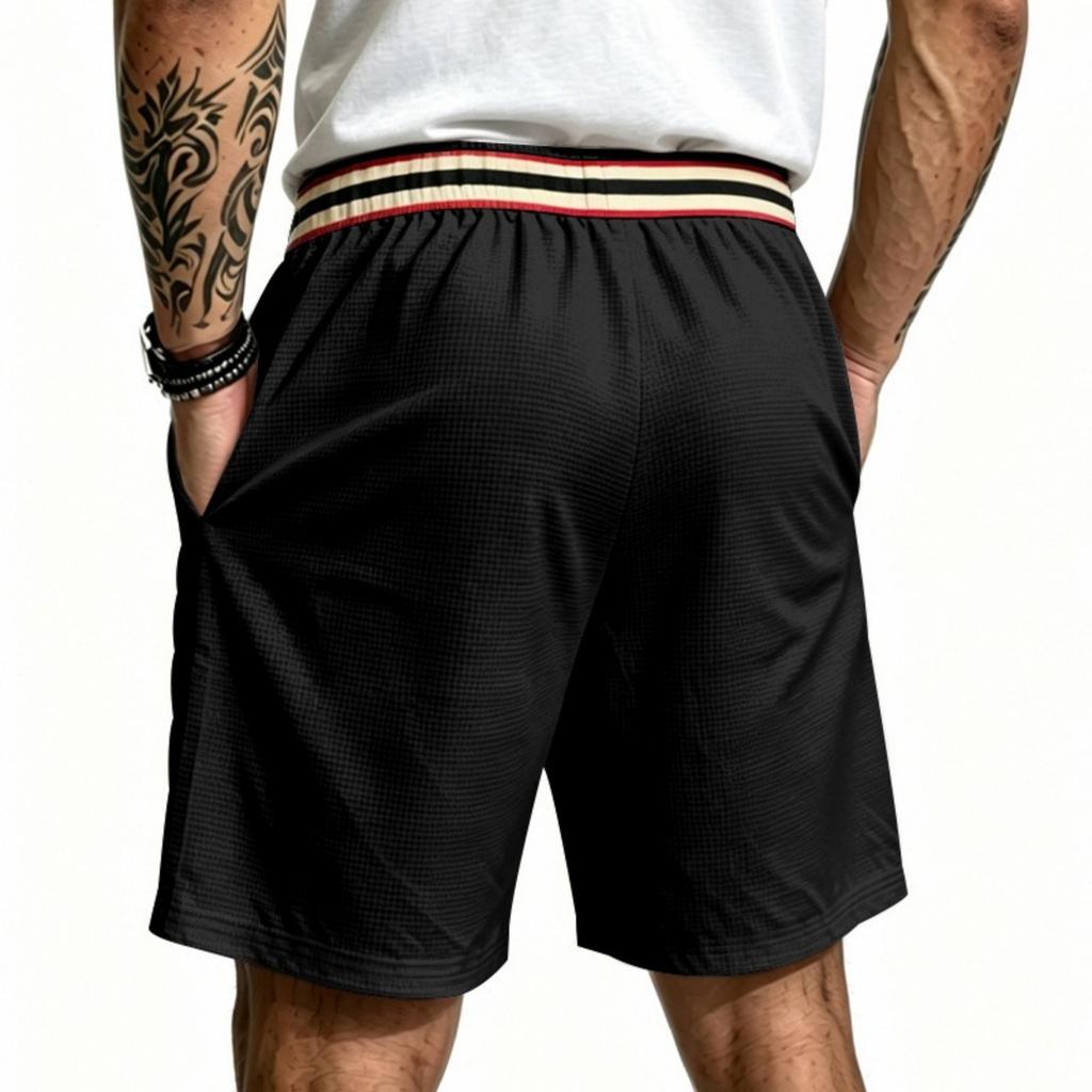 Men Casual Athletic Shorts Drawstring Waistband Relaxed Fit Breathable Knit Fabric for Everyday Wear