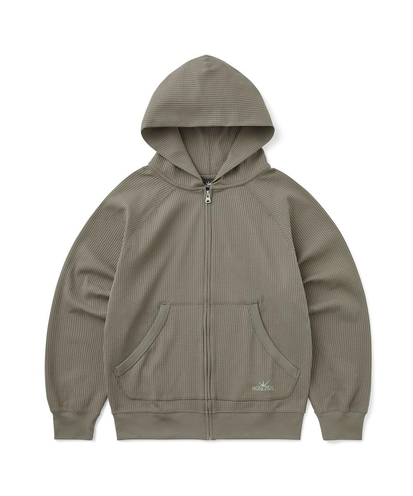 Sunlovetour Aero Waffle Zip Up Hoodie Taupe