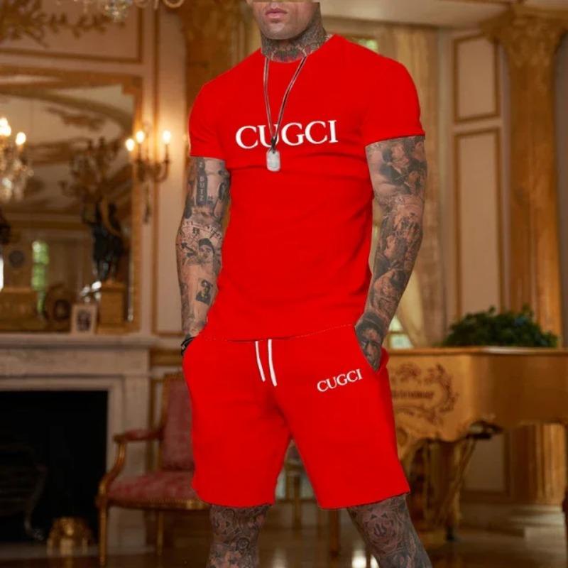 Tricou de vară 2026, set sport casual cu pantaloni scurți pentru bărbați, îmbrăcăminte la modă cu mânecă scurtă, tendință casual pentru cumpărături, esențial pentru călătorii