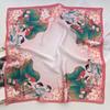 70cm Chinese Style Lotus Printed Scarf Women's Simulated Silk Plant Printed Scarfs Thin and Fashionable Headscarf Shawl Scarf