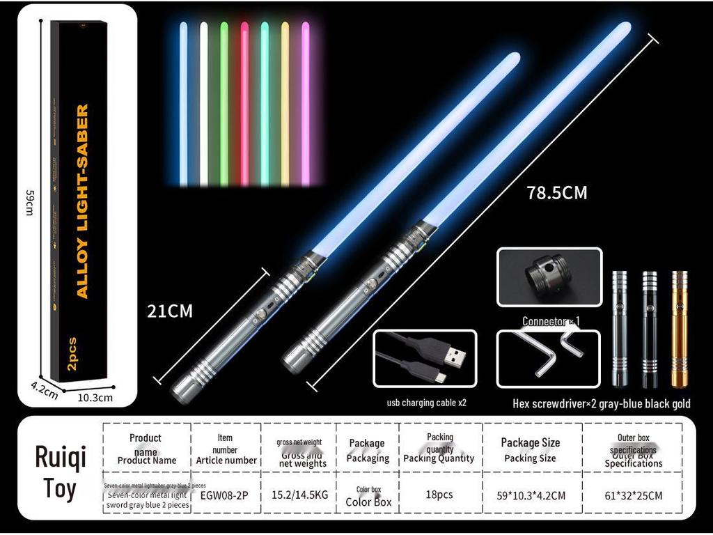Dual RGB 15-Color Metal Lightsaber Toy - Star Wars Force Laser Sword for Dueling