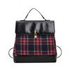 New trendy plaid women's bag, fashionable and casual color contrasting splicing portable shoulder backpack.