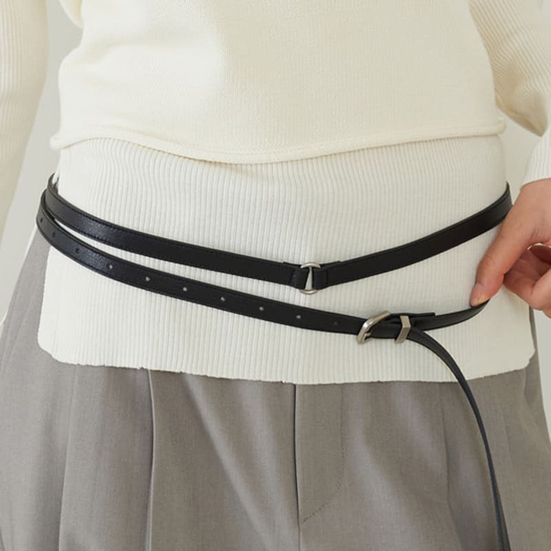 

откуда Тонкий Двойной Кожаный Ремень Черный Black