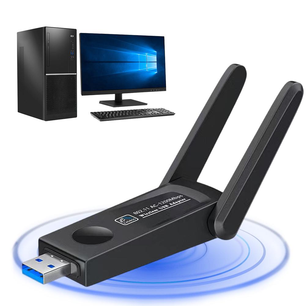 1200Mbps USB 3.0 Wireless Network Card Dual Band 2.4G 5Ghz WiFi Dongle Dual Antenna Lan Ethernet Adapter for Desktop Laptop