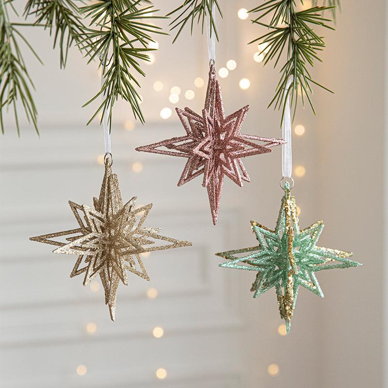 Christmas 3D Star Pendant Christmas Ornament Exploding Star Christmas Tree Pendant Atmosphere Decoration Supplies