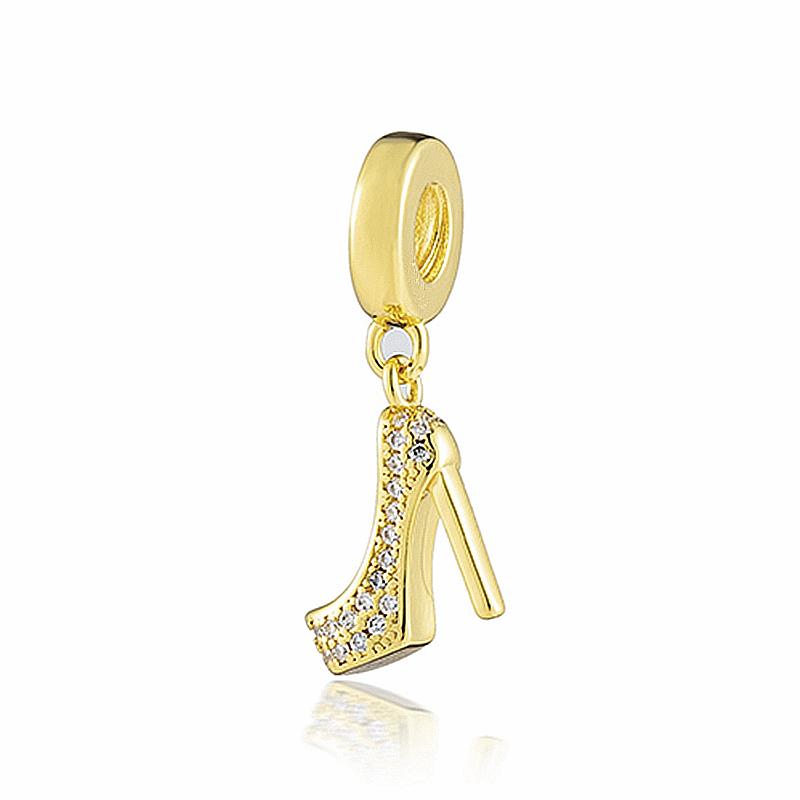 New Sparking Gold Plated Charm Beads Dangle Original Snake Fit Copper Bracelet Necklace Beads For Diy Jewelry Women Gift