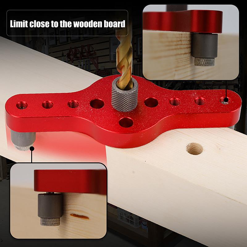 6/8/10mm Alloy Vertical Hole Jig Wood Dowel Hole Drilling Guide Jig Drill Bit Kit Woodworking Drilling Locator Hole Puncher