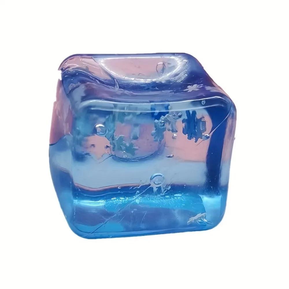 QPC Squishy Ice Cube Stress Balls Stress Balls for Kids and Adults Anxiety Relief, Funny Stress Calming Toys Crystal Soil