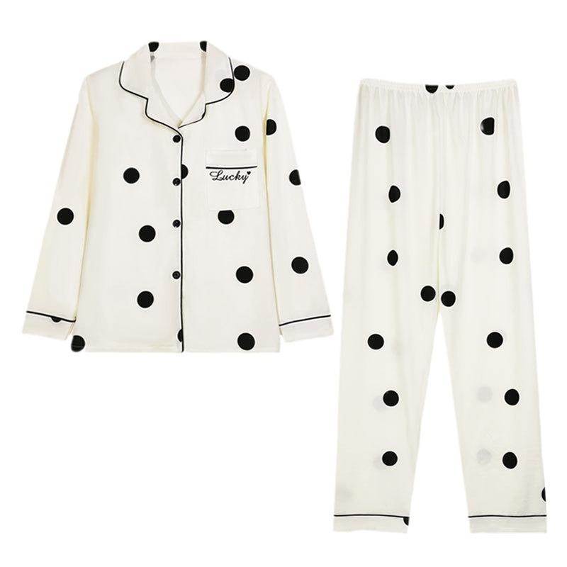Spring and Autumn Korean Women's Pajamas Homewear Suit Casual Long-Sleeved Trousers Loose Large Size Pajamas Homewear