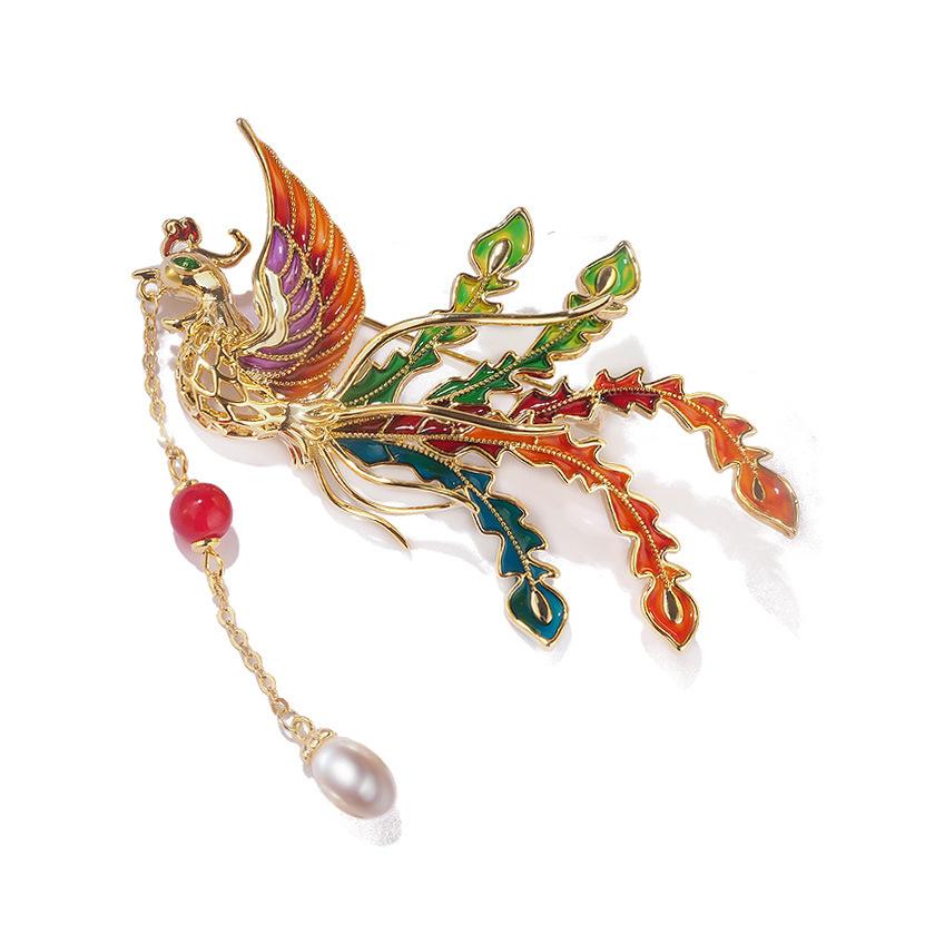 

Брошь Xiangrui Феникс, Высококлассный Женский Классический Шарм, Жемчужная Праздничная Брошь, Изысканная Брошь-Аксессуар для Костюма в Китайском Стиле разноцветный