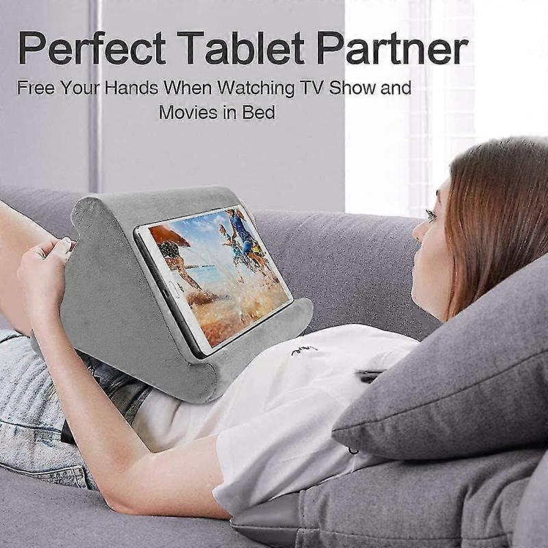 Tablet Stand Pillow, Multi-angle Soft Pillow Lap Stand, Wedge Holder, Portable Triangle Tablet Stand (black)